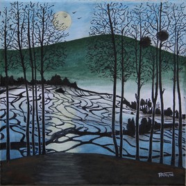 Rizière sous la Lune