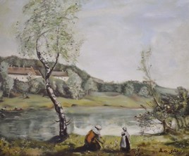 VILLE D'AVRAY, l'&eacute;tang au bouleau devant les villas