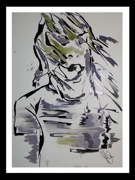 La Femme , le vent et l'homme a la joue