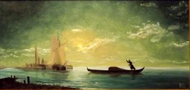 copie    "Gondolier en mer par nuit."   de Aivazovsky