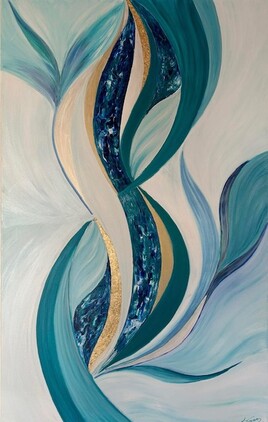 Souffle d'azur:  acrylique et techniques mixtes 116x73