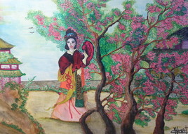 geisha dans son jardin
