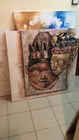 Tableaux d'art Africain masque typique Guèlèdè