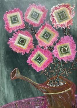 Fleurs dans un arrosoir