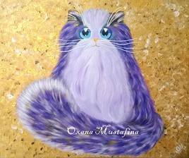 Peinture acrylique Chat "Mademoiselle Lily Violette"