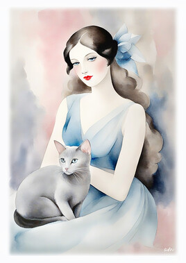 Portrait jeune femme et son chat
