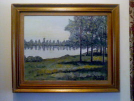Tableau paysage plan d'eau reflet