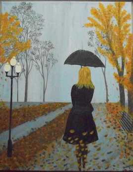 femme au parapluie en automne