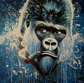 Gorille fond bleu