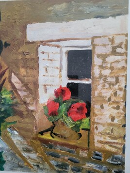 Geranium sur fenêtre Geranium sur fenêtre