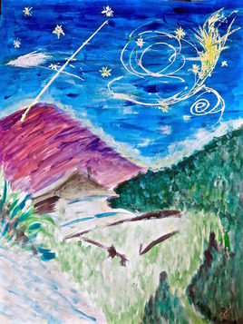 Nuit étoilée sur une bergerie du Queyras / Painting : Starry night on a sheepfold of Queyras