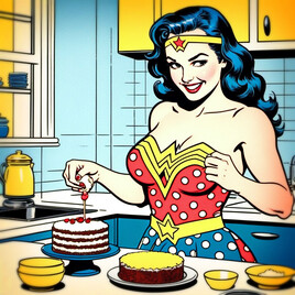 WonderWoman fait un gâteau