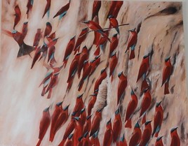 Envol du guêpier carmin