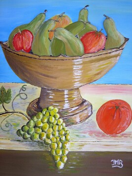 Conf&eacute;rence de poires / Huile sur toile / 38 x 46 cm / Mai 2009