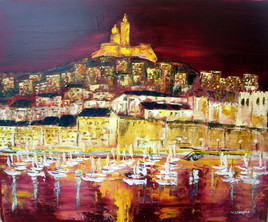 Vieux Port , vue sur Notre Dame de Marseille