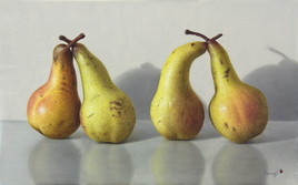Peinture à l'huile "Deux couples de poires" (22cm x 35cm) 5M,