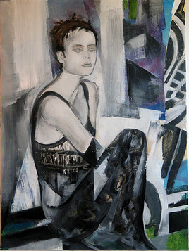 la femme au bustier noir