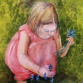 la petite fille cueille les fleurs de la vie