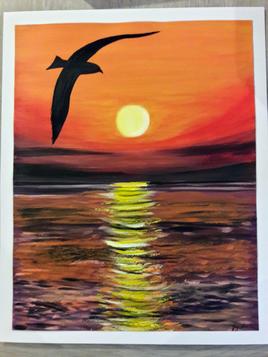 Coucher de soleil sur la mer.