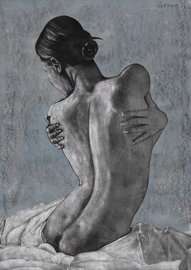 Femme nue de dos dans ses draps