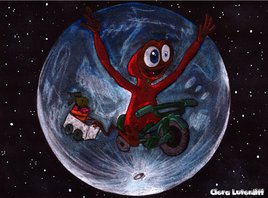 E.T. se barre en tricycle avec sa plante