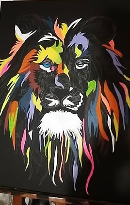 lion muticolore toile 60*50 cm