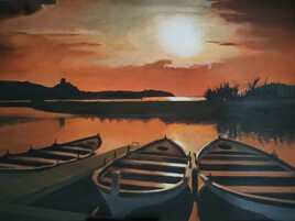 barques au soleil couchant