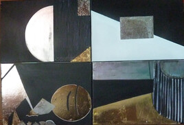 Quadriptyque m&eacute;tal, or et argent