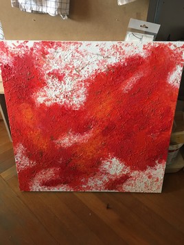 Grande peinture rouge et blanche