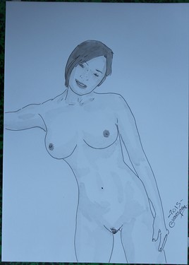 dessin nu féminin erotique portrait "Candide" A4