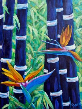 Abstract Bamboo and Birds of paradise 04 fine arts