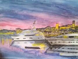 Bleue la nuit sur le port