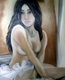 Jeune fille nue sur le lit