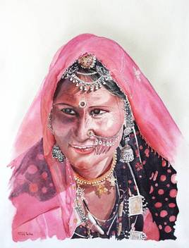 Femme parée et costumée du Rajasthan
