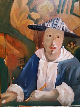 La fille &agrave; la fl&ucirc;te d'apres Vermeer