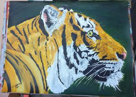 peinture acrylique sur papier Tigre 50x65cm
