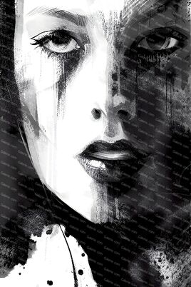 Portrait de femme "granulé de noir et blanc"