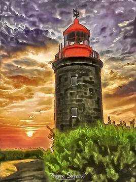 Coucher de soleil au phare de Granville