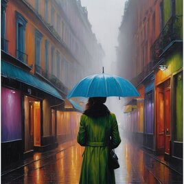 Femme sous la pluie
