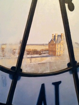 Le Louvre vu d'une horloge du musée d'Orsay