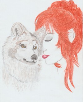 pORTRAIT MYLENE FARMER ET BEBE  LOUP