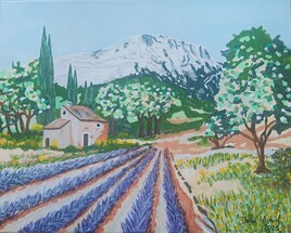La montagne sainte Victoire et le champ de lavande