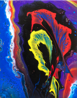 DelSoko 1 technique mixte sur ch&acirc;ssis entoilé. 30x40-cm