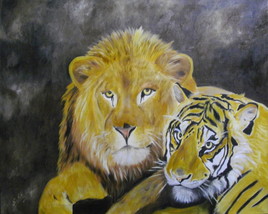 L'amitié d'un lion et d'un tigre