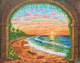 Plage au coucher de soleil