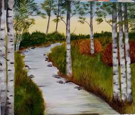 Rivière dans les bouleaux