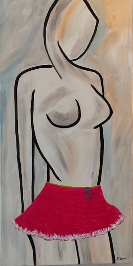 Fille &agrave; la jupe fuchsia.