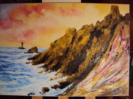 La pointe du raz . dimension 73x50,non encadr&eacute;&eacute;, toile coton .
