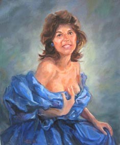en satin bleu
