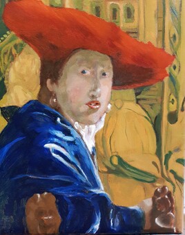 La fille au chapeau rouge d'apres Vermeer